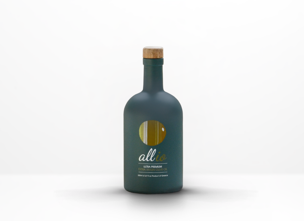 ultra premium extra virgin olive oil in a 500ml designer green glass bottle